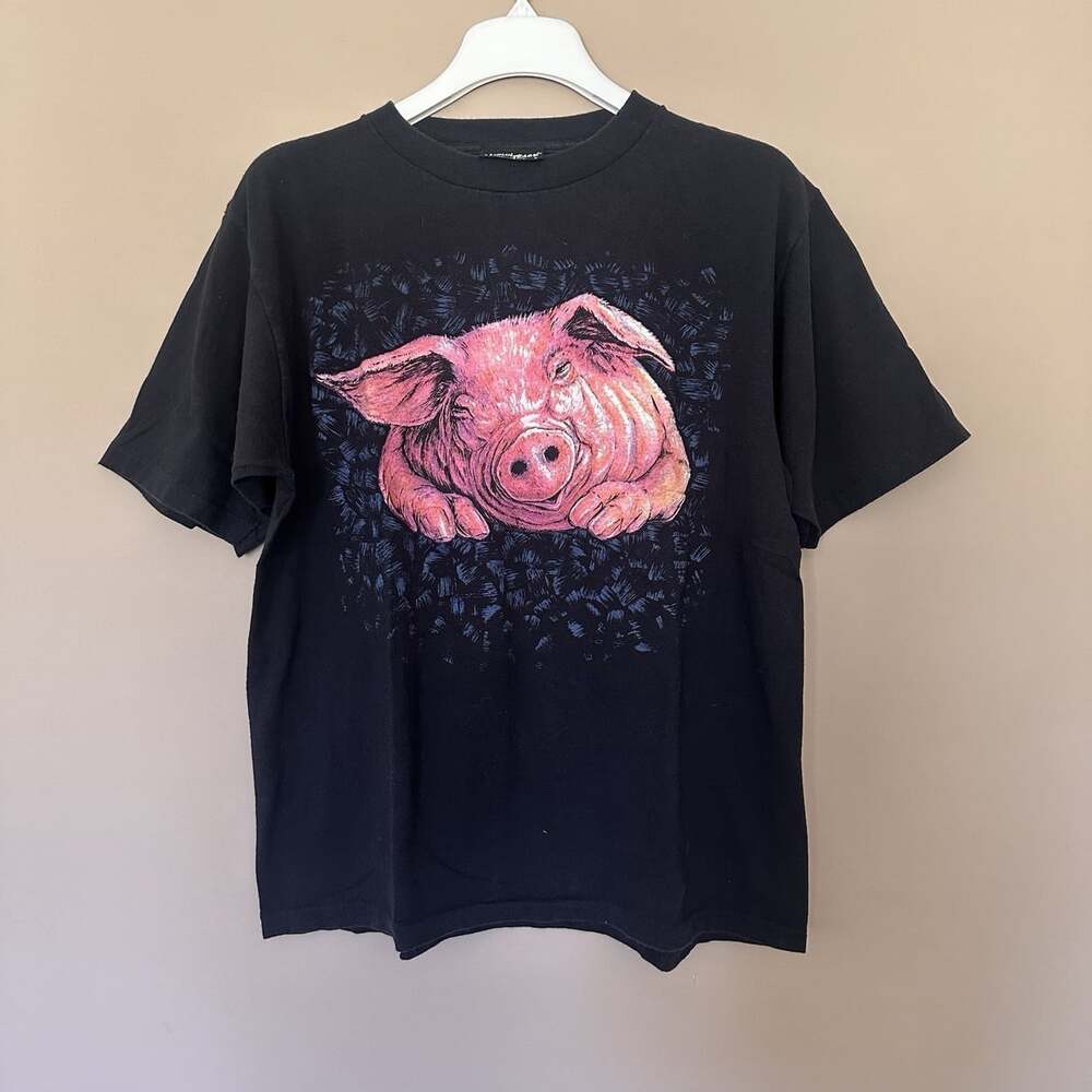 Vintage 1991 Marlin Tease Pig T-shirt Men L USA Made Single Stitch Graphic Tee